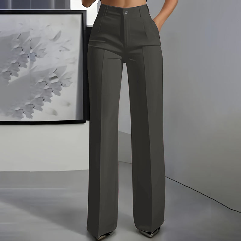 Women's High-Waisted Straight-Leg Dress Pants with Pressed Crease
