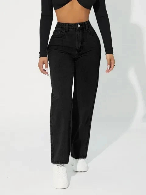 Women's High-Waisted Straight-Leg Jeans