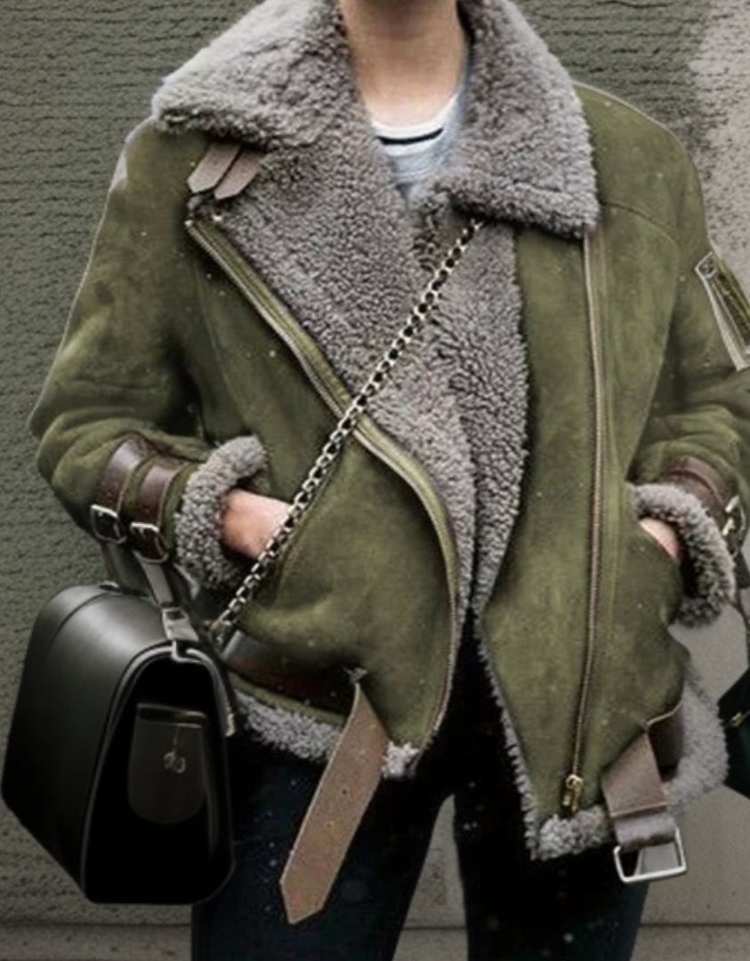 Women's Jacket with Leather Buckles