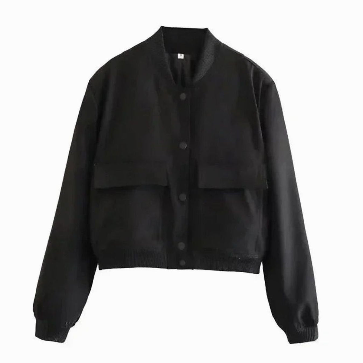 Women's Lightweight Faux Leather Snap-Front Bomber Jacket with Pockets