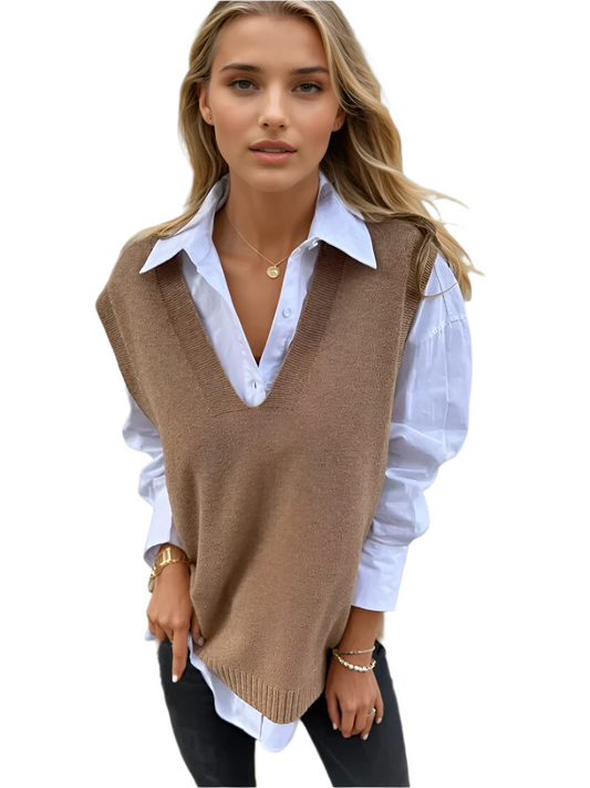 Women's Lightweight V-Neck Sweater Vest in Soft Knit
