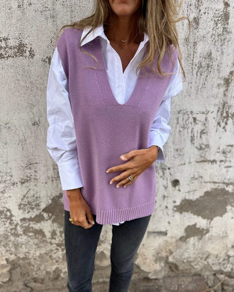 Women's Lightweight V-Neck Sweater Vest in Soft Knit
