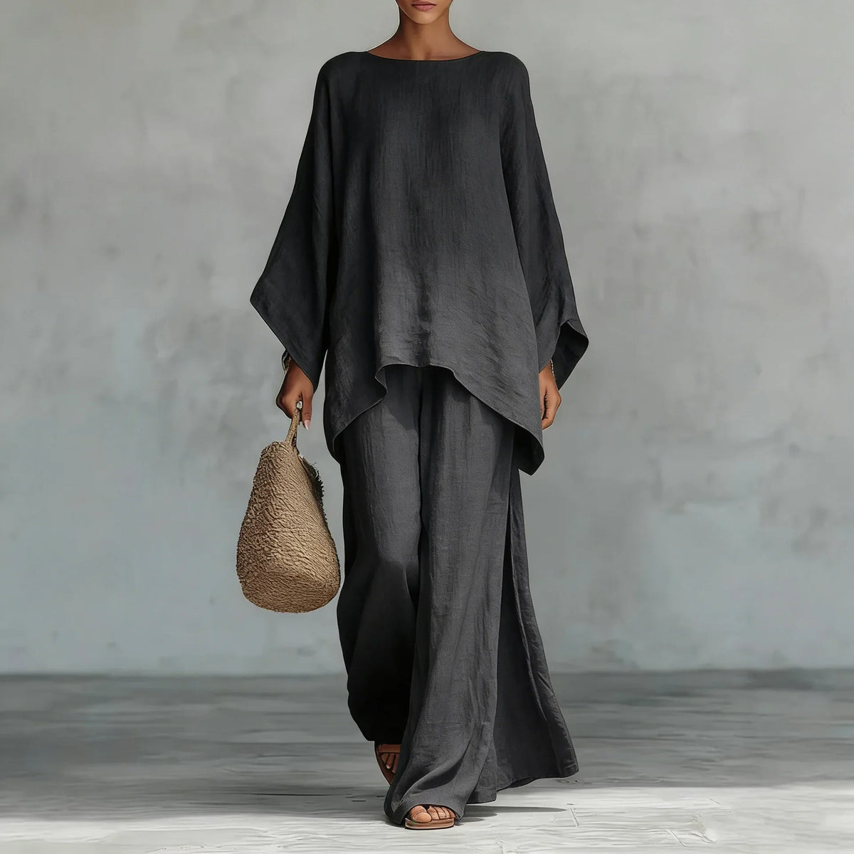 Women's Linen Wide-Leg Lounge Set