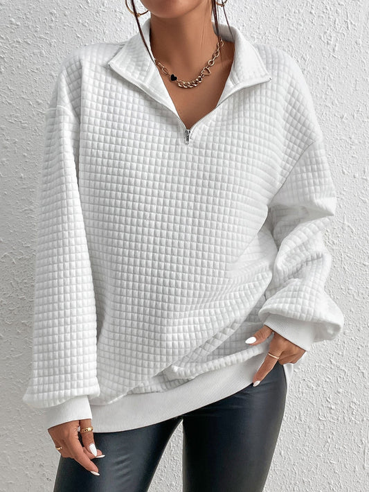 Women's Relaxed-Fit Quilted Half-Zip Sweatshirt
