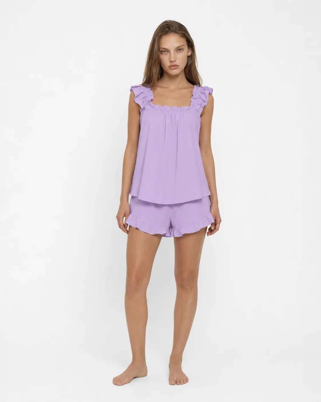 Women's Ruffle-Strap Square-Neck Lounge Set
