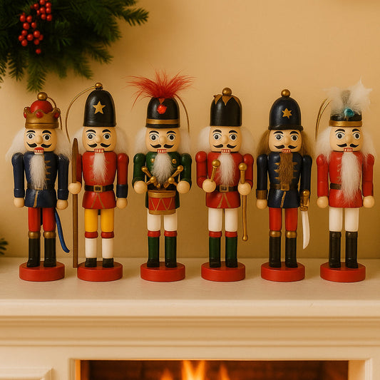 Wooden Nutcracker Figurines – 12.5 cm, Set of 6