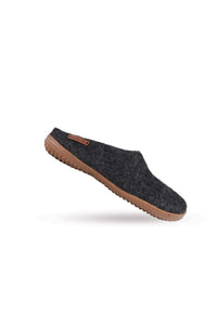 Wool Slippers (100% Pure Wool) with Rubber Sole - Charcoal