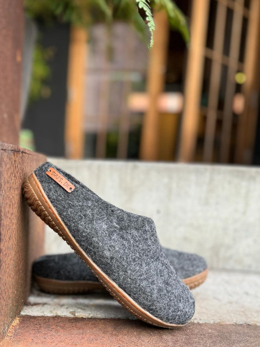 Wool Slippers (100% Pure Wool) with Rubber Sole - Charcoal