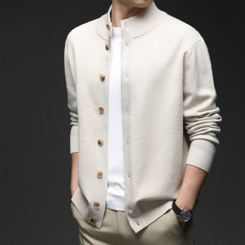 Image of Zane | Men's Button-Down Ribbed Knit Cardigan